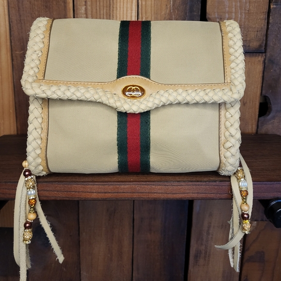 Gucci Sherry line bag braided louis vuitton fringe revamped upcycled - Picture 9 of 15